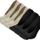 ZAKASA No Show Toe Socks Women Running Five Finger Socks Invisible Liner Boat Low Cut Loafer Socks for Ladies (6-9, Black&nude-6 Pairs)