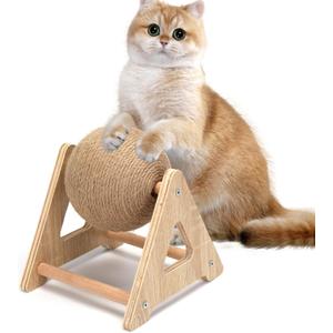 Outamateur Cat Scratcher Sisal Ball Toy, Sisal Scratching Ball with Stable Stand, Interactive Cat Exercise Toy, Interactive Play Toys for Kittens, Cats, Small Pets