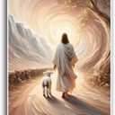 Framed Jesus Canvas Wall Art Jesus Lamb Wall Decor Gallery Decor Unique Print Wall Decor for Living Room Bedroom Church Christian Decor 16x24 Inch Ready to Hang
