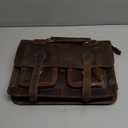 Leather briefcase 18 inch laptop messenger bag for men and women best satchel office bag (Brown)