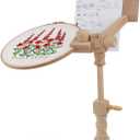 Beech Wood Embroidery Hoop Stand, Adjustable 360 Rotate Cross Stitch Needlepoint Stand Wooden Sitting Embroidery Hoop Frame
