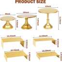 7 Pack Metal Dessert Table Display Set, Rectangular Gold Cake Stand, Metal Round Cake Pedestal Stands, Round Cupcake Display Stand for Wedding Birthday Tea Party Holiday
