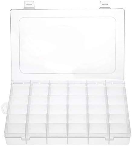 Gospire 36 Grids Clear Plastic Jewelry Box Organizer Storage Container with Removable Dividers (36 Grids - Clear) (2 Pack)