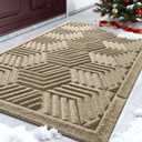 Yimobra Door Mats Outdoor 29.5x17, All-Season Waterproof Outdoor Mats for Front Door Entrance with Drainage Holes, Heavy Duty Non-Slip Doormat for Garage Patio Entryway Indoor, Beige
