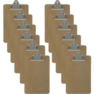 Trade Quest Memo Size 6'' x 9'' Clipboards Standard Clip Hardboard (Pack of 12) (Pen Not Included - for Scale Only)