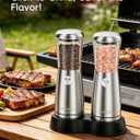 Electric Salt and Pepper Grinder Set - Automatic Stainless Steel Rechargeable Salt and Pepper Grinder Set with Storage Base, Large Capacity, LED Light & Adjustable Coarseness, Ideal Kitchen Gadget