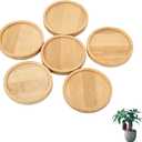 6Pcs Round Bamboo Plant Saucers Plant Saucers for Indoors, Plant Trays for Pots & Flower Pot Saucers | Round Bamboo Tray for Tabletop Protection, DIY Resin Coasters & Home Decoration