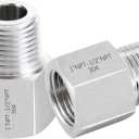 DERPIPE Forged Reducer Adapter Fitting - Stainless Steel 304 Reducing Pipe Connector, 1" NPT Female x 1/2" NPT Male (Pack of 2)