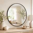 24 Inch Round Bathroom Mirror, Black Aluminum Frame Mirror | Rust Resistant Aluminum Frame / Modern Round Mirror Design / Easy Wall Mount Installation