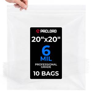 20" x 20" Extra Large Reclosable Plastic Zip Bags, 50 Count