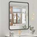 OKPAL 20 x 24 Inch Black Bathroom Mirrors for Over Sink, Rounded Rectangle Black Bathroom Vanity Mirror, Beveled Framed Mirror for Wall, HD Glass, Anti-Rust Aluminum Alloy Mirror