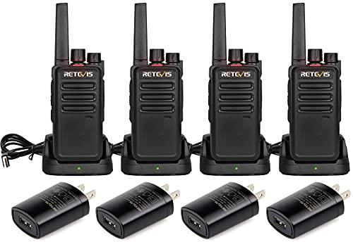 Retevis RT68 Walkie Talkies for Adults, 2 Way Radios Long Range, Hands Free, 1200mAh Battery, Portable Walkie Talkie Rechargeable with USB Charging Base, for Hunting Hiking ( 4 Pack)