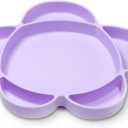 grabease Silicone Suction Plate for Baby & Toddler Self-Feeding, 6-Section Dish with Stay-Put Grip - Phthalates-Free, Dishwasher and Microwave Safe, Lavender