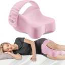 Knee Pillow for Side Sleepers, Memory Foam Leg Pillow Between Knees, Relieves Back, Hip & Knee Pain While Aligning Spine, Adjustable Strap, 14 Inch (Pink)