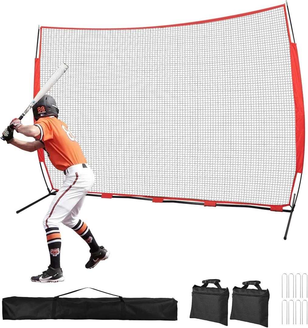 7x7/16x10/20x10ft Baseball Net Backstop Net,Fix Ball Stop Net by 4 Spike&2 Sandbag,Sports Net Barrier with Handbag,Lacrosse Net Backstop for Basketball,Hockey Train,Baseball Net Barrier for Playground