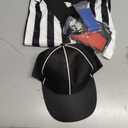 SOMSOC 6 Pcs Referee Shirt, Men Women Zipper Collar Ref Shirt Card Hat Whistle Penalty Flag Sandbag Rugby for Football Soccer (Large, Black and White)