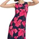 Tommy Hilfiger Women's Matte Jersey Palm Hot Fix Dress, Sky Captain/Carmen Rose, Size 2