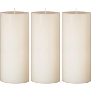 3 Packs 2.8x6 Inch Ivory Pillar Candles, Unscented Dripless Non-Toxic Smokeless Clean Long Lasting Burning Cylinder Candles for Home Dinner Table Decoration Power Outage Emergency