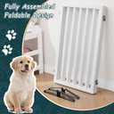 Semiocthome Freestanding Dog Gate 32" Tall, 3-Panel Foldable Dog Gates for Doorways Stairs House, Pet Gate Indoor with 2 Metal Stands, White