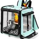 Bird Carrier with Seat Belt for Car Travel, Bird Backpack Carrier with Indestructible Stainless Steel Mesh, Large Bird Carrier Travel Cage, Green