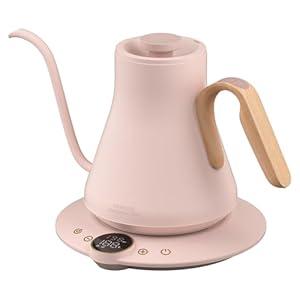 INTASTING Gooseneck Electric Kettle with ±1℉ Temperature Control for Pour Over Coffee & Tea, Quick Heating, BPA-Free Stainless Steel, Built-in Brew Timer, 1500W/ 0.9L (Petal Pink)
