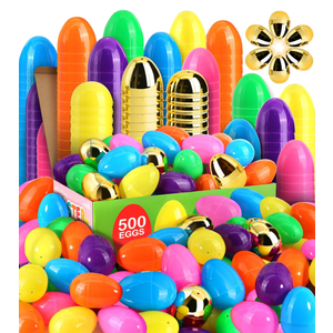 3 Pack [12 Surprise Golden Eggs] 500 Pack 2.3 Inch Plastic Easter Eggs, Empty Easter Eggs Fillable, Bright Colors Plastic Eggs Bulks for Easter Hunt, Easter Party Favor, Basket Stuffers Fillers