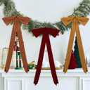 12 Pcs Christmas Frayed Edge Bows Decoration - 12" x 24" Chiffon Silk Ribbon Large Vintage Bow Ornaments Set for Xmas Tree Topper, Garland, Wreath, Candlestick - Holiday Indoor Outdoor Decor (Retro Color)