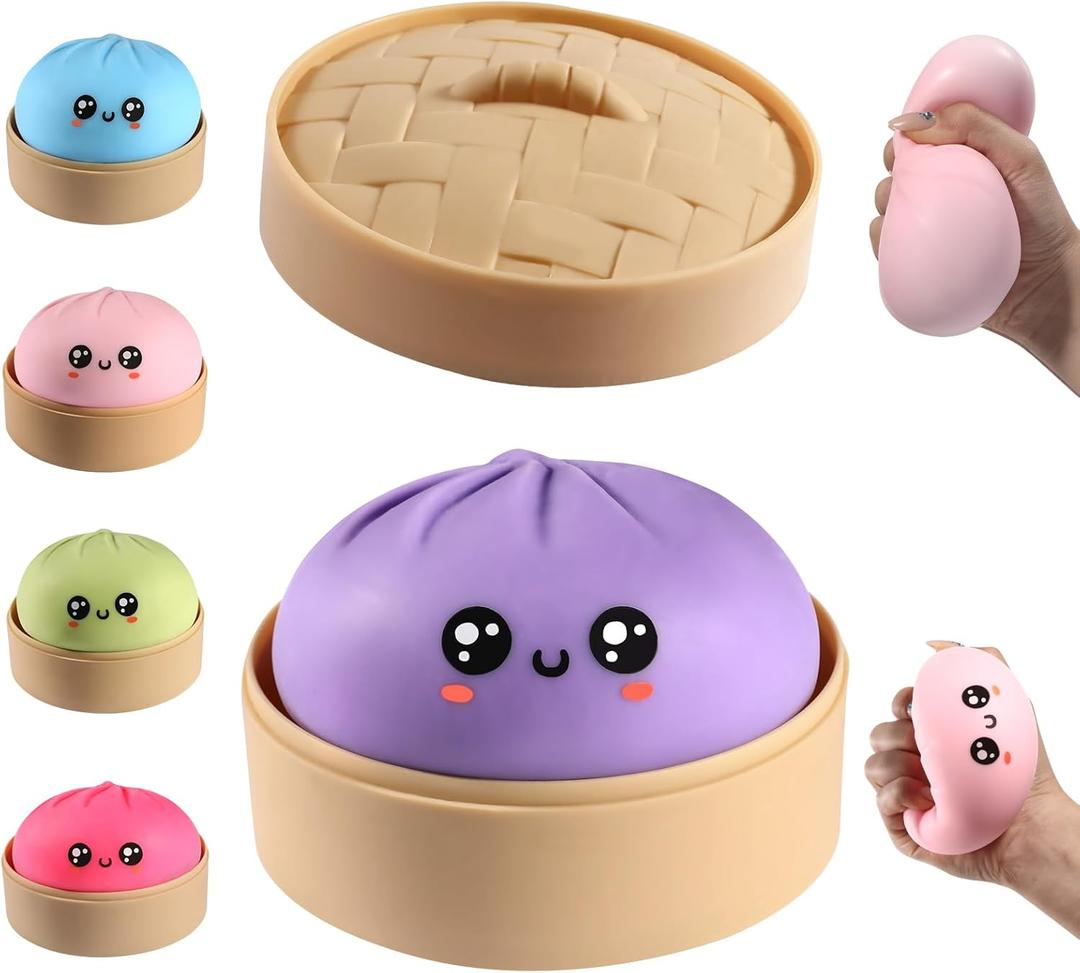 Dumpling Squishy, Dumpling Squishy Mystery Box, Cute Big Squishy Dumpling Stress Ball Fidget Sensory Toy for Adults Anxiety Relief, Novelty Squeeze Ball for Office Desk (Purple)