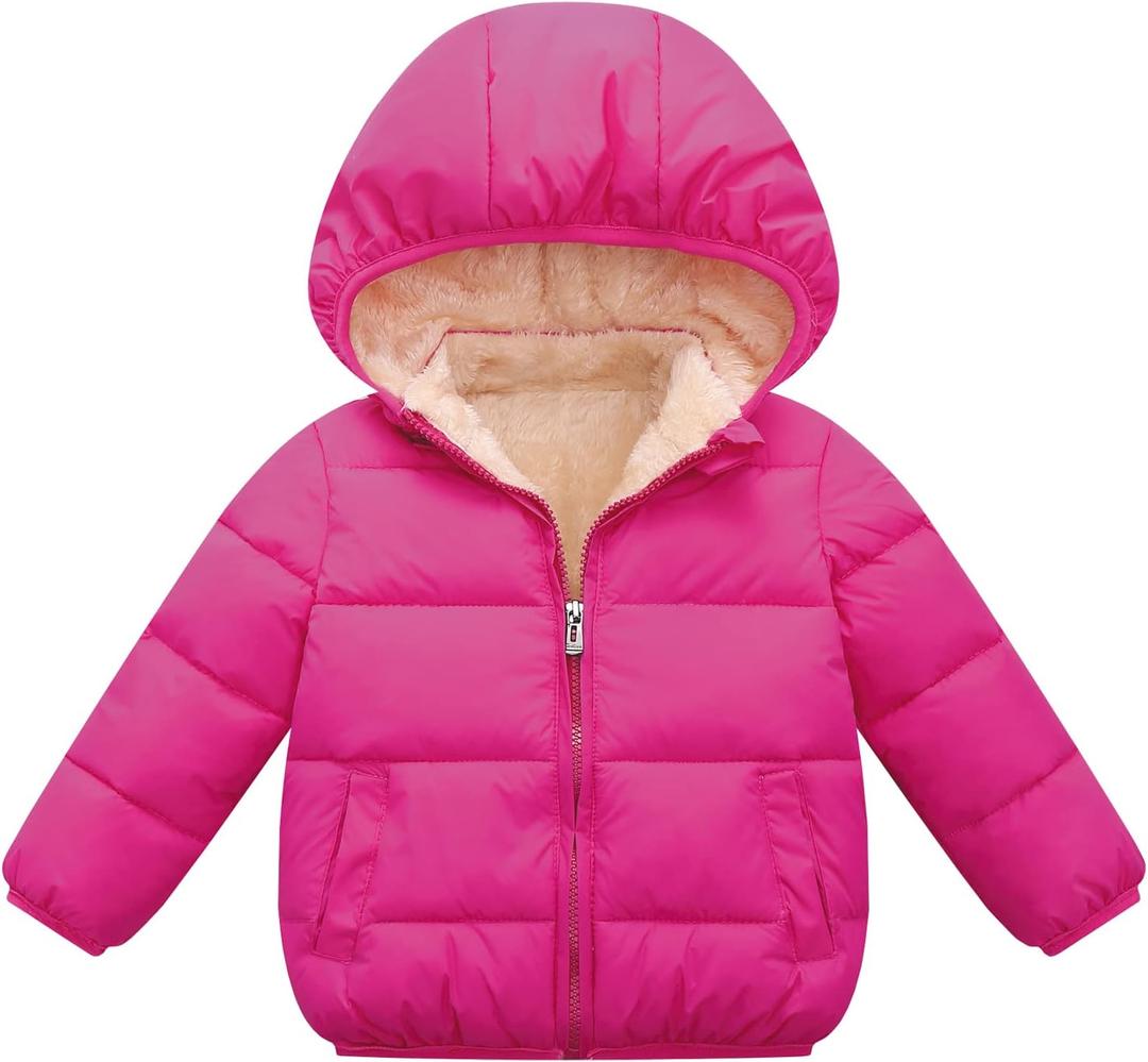 LAVIQK Baby Boys Girls Toddlers Winter Coats Puffer Jacket Hooded Down Snow Jacket Coat Outerwear (4-5T, 6-Rose Red)