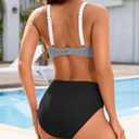 Aqua Eve Women's High Waisted Bikini - Twist Front Two Piece Swimsuits Full Coverage Color Block Bathing Suits 2025 Swimwear