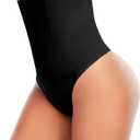 Werena Tummy Control Thong Shapewear for Women Seamless Shaping Thong Panties Body Shaper Underwear (Medium, 03# Black-high Rise Wire)