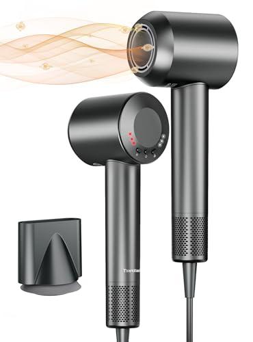 TRANXPHIT High-Speed Hair Blow Dryer: 160000 RPM Professional Hairdryer 500 Millions Negative Ionic Low Noise Thermo Control Lightweight Fast Drying with Brushless Motor for Gift Travel Home Salon