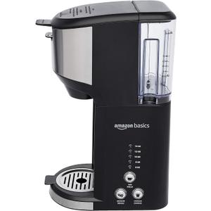 Amazon Basics Single Serve Coffee Maker K-Cup, 14 Oz, Black & Stainless Steel Machine, 5.98"D x 9.44"W x 14.17"H