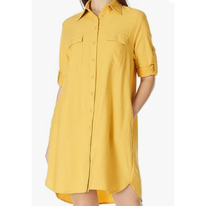 MANAIXUAN Womens Long Sleeve Button Down Shirt Blouse Loose Fit Casual V-Neck Tops XL, Yellow