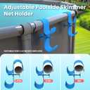 AquaJoyer Poolside Pool Leaf Skimmer Net Holder, Above Ground Pool Pole Hanger, Above Ground Pool Accessories,Adjustable Telescopic Pool Pole Hooks,Pool Brush Hanger Tool Pool Equipment [Patented]