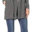 Amazon Essentials Women's Long-Sleeve Open-Front Long Cardigan (Black White Horizontal Stripe)