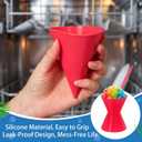 6 Pack 6oz Reusable Silicone Snow Cone Cup Set Leakproof Cups & Spoon with Holders for Summer Cookout Party Kid Friendly, for Slushies Shaved Ice & Ice Cream(Rainbow)