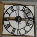 LEIKE 16" Large Wall Clocks Battery Operated, Round Modern Silent Non-Ticking Black Metal Wall Clock for Living Room Decor, Bedroom Kitchen (40cm Diameter, Black Roman Number)