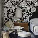 Vintage Floral Peel and Stick Wallpaper Boho Removable Self Adhesive Wall Paper for Bedroom,Kitchen Accent Wall Decorations 17.3"x236" Vintage White and Black Floral Leaf Vinyl Contact Paper