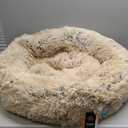 Best Friends by Sheri Original Calming Donut Dog and Cat Bed, Shag Faux Fur, Taupe, (30in x 30in) - Anxiety Relief for Pets Up to 45 lbs (Medium)