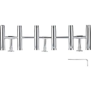NovelBee 6 Tube Boat Fishing Rod Holders with 3 leg for Support,Adjustable Stainless Rocket Launcher Rod Holders Can Be Rotated 360 Deg for Boat Marine