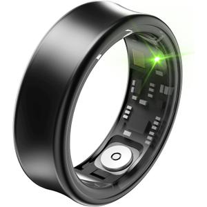 Smart Ring for Men, Women Health & Fitness Tracker with Sleep Monitor, Heart Rate, SpO2, Lightweight Titanium, IP68 Waterproof, Portable Charging Case No Subscription Fee (Black, 8#)