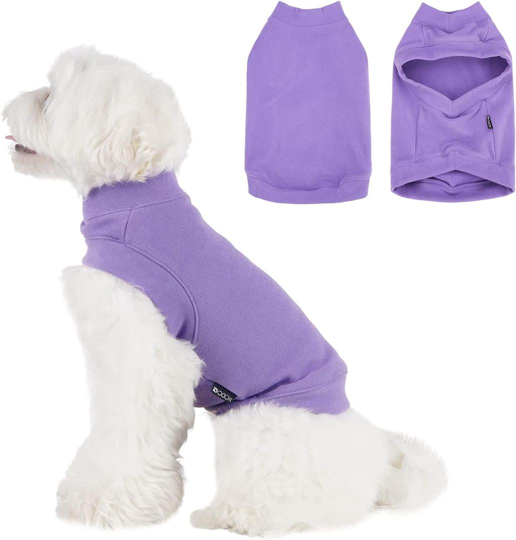 Soft Fleece Dog Sweatshirt - Warm Dog Sweaters for Small Medium Dogs Cats Cold Weather - Cat Sweater Pullover Stretchy Hoodie Easy On - Comfortable Dog Winter Clothes Pet Sweaters Vest for Doggie (Purple), XL