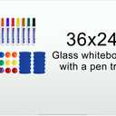 H-Qprobd Glass Whiteboard 36"x24" Magnetic Dry Erase White Board for Wall, Includes 12 Magnets, 8 Markers and 2 Erasers