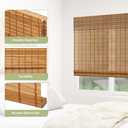 Kokorona Cordless Sheer Bamboo Roman Shades with Valance, Light Filtering Woven Bamboo Blinds for Windows, Natural Window Blinds Roll Up Shades for Home & Patio, 44" W x 64" H, Light Russet