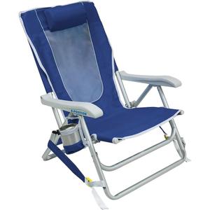 GCI Outdoor Backpack Beach Chair | Reclining Folding Chair with Durable Armrests, Drink Holder & Carry Straps, Perfect for Beach Trips & Picnics Nautical Blue