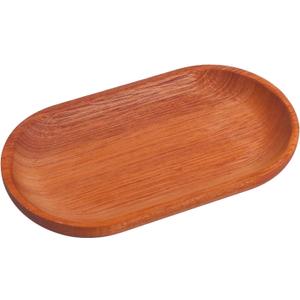 Oval Ring Dish Wood Jewelry Tray Trinket Key Decorative Holder Organizer for Necklace Bracelet Display Wedding Party Decor Serving Dishes 7.09 Inch
