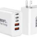 USB C Super Fast Charger Block, 100W USBC Wall Charger Plug, 2Pack 5-Port 65W Type C Phone Charging Cubes Multiport Power Adapter for iPhone 17/16/15/14/13/12 Series,Galaxy S26/S25 Ultra,iPad,Mac Book