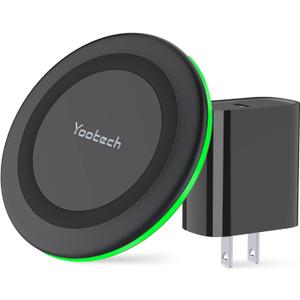 yootech Wireless Charger, 10W Max Wireless Charging Pad with Quick Adapter, Compatible with iPhone 16e/16/16 Plus/16 Pro Max/15/14/13/SE 2022/12/11/X/8,Samsung Galaxy S22/S21/S20, for AirPods Pro 2