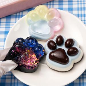 3Pcs Taba Squishy Cat Paw Squeeze Toys, Cute Cat Paw Squishy Toys for Stress Relief, Soft Jelly Kitty Squeeze Fidget Toys, Black Sensory Fidget Decompression Toy for Adults